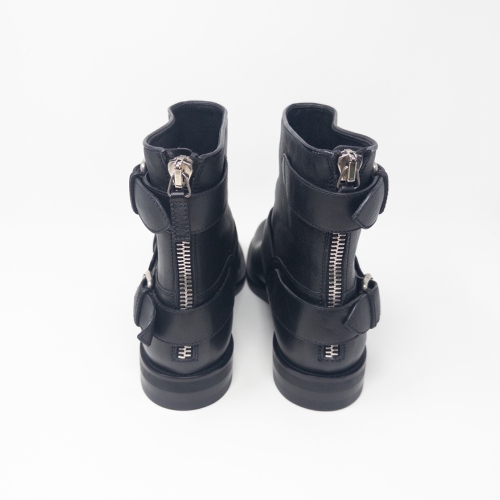 Gucci Moto Combat Boots Buckles Zipper Black Ankle Womens Size 40 EU 10 US - Picture 6 of 9